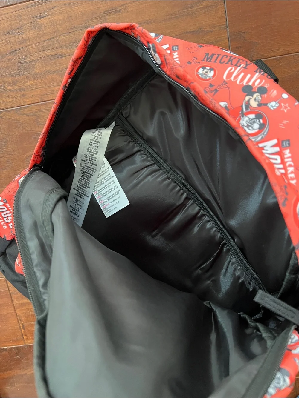 Red Mickey Mouse Club Printed Backpack